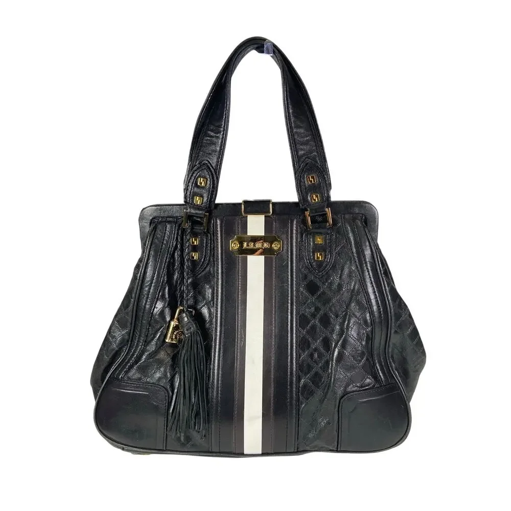 L.A.M.B Rocksteady Leather Satchel Handbag by Gwen Stefani Black Leather